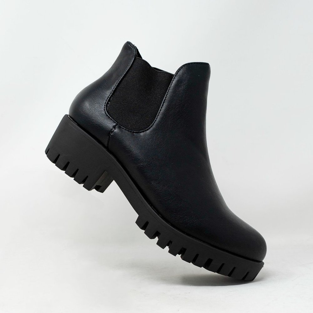 Women's Chelsea Boots Elastic Chunky Block Heel Platform Lug Sole Ankle Booties - Picture 4 of 5